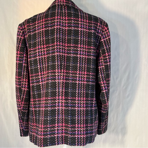 Pendleton Black & Pink Multi Color Virgin Wool One Button Jacket Plus Size 16 - Picture 6 of 10